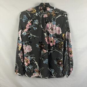 Yumi Kim Velvet Burnout Blouse Womens S Floral Mock Neck Sheer Whimsigoth